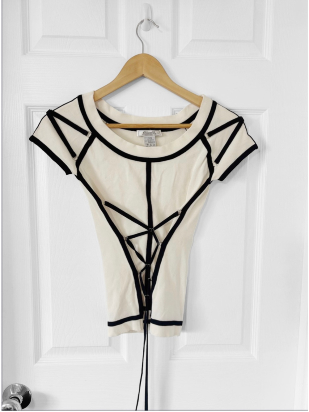 Etincelle Vintage Lace Up Detail Top